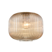 Photograph: Franklite Mezcla 390 Amber Pumpkin Ribbed Glass - 250mm Diameter - Glass Only