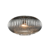 Photograph: Franklite Mezcla 395 Smoked Ribbed Glass - 240mm Diameter - Glass Only