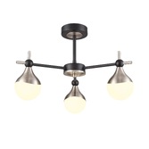 Photograph: Franklite Nexus 3 Light Semi-Flush Ceiling Light In Matt Black & Satin Nickel With Opal Glasses