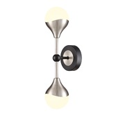 Photograph: Franklite Nexus Double Wall Light In Matt Black & Satin Nickel With Opal Glass