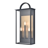 Photograph: Franklite Nightingale 3 Light Large Exterior Wall Light In Matt Black & Aged Brass - IP44