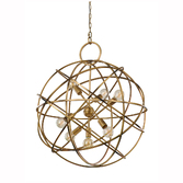 Photograph: Franklite Orbit Matt Gold Finish 7 Light Orb Pendant