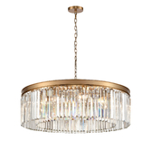 Photograph: Franklite Perdita Aged Brass 10 Light Round Crystal Pendant Light - 800mm