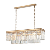Photograph: Franklite Perdita Aged Brass 11 Light Linear Crystal Pendant Light - 800mm