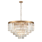Photograph: Franklite Perdita Aged Brass 27 Light 4 Tier Round Crystal Pendant Light - 800mm