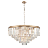 Photograph: Franklite Perdita Aged Brass 30 Light Extra Large 6 Tier Round Crystal Pendant Light - 800mm