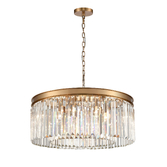 Photograph: Franklite Perdita Aged Brass 8 Light Round Crystal Pendant Light - 600mm