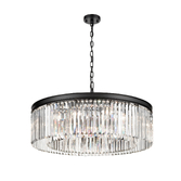 Photograph: Franklite Perdita Matt Black 10 Light Round Crystal Pendant Light - 800mm