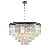 Photograph: Franklite Perdita Matt Black 27 Light 4 Tier Round Crystal Pendant Light - 800mm