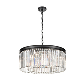 Photograph: Franklite Perdita Matt Black 8 Light Round Crystal Pendant Light - 600mm