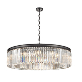 Photograph: Franklite Perdita Matt Black Large 12 Light Round Crystal Pendant Light - 1000mm