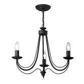 Photograph: Franklite Philly Matt Black 3 Light Chandelier