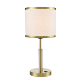 Photograph: Franklite Polaris Aged Brass Table Lamp Complete With Off-White Textured Fabric Shade And Aged Brass Trim