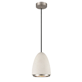 Photograph: Franklite Precis White Textured Cement Pendant Light Complete With Satin Nickel Detailing