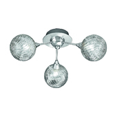 Photograph: Franklite Protea Polished Chrome 3 Light Flush Ceiling Light Complete With Clear Glasses