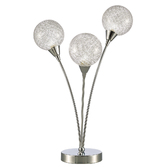 Photograph: Franklite Protea Polished Chrome 3 Light Table Lamp Complete With Clear Shades