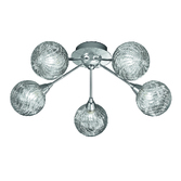 Photograph: Franklite Protea Polished Chrome 5 Light Flush Ceiling Light Complete With Clear Glasses