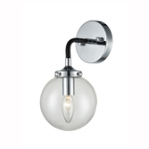 Photograph: Franklite Reaction Polished Chrome Single Wall Light Complete With Clear Glass