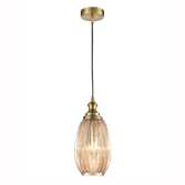 Photograph: Franklite Refract 150mm Amber Glass Pendant Complete With Bronze Suspension