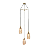Photograph: Franklite Refract Aged Brass 3 Light Cluster Pendant Light Complete With Amber Glass Shades