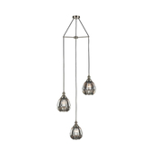 Photograph: Franklite Refract Satin Nickel 3 Light Cluster Pendant Light Complete With Smoked Glass Shades