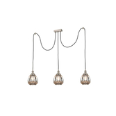Photograph: Franklite Refract Satin Nickel Finish 3 Light Kitchen Island Adjustable Spreader With Short Smoked Ribbed Glasses And Ceiling Hooks