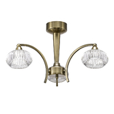 Photograph: Franklite Ripple Bronze 3 Light Flush Ceiling Light Complete With Clear Glass