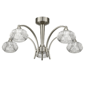 Photograph: Franklite Ripple Satin Nickel 5 Light Flush Ceiling Light Complete With Clear Glass