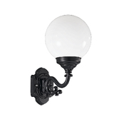 Photograph: Franklite Rotonda Matt Black Exterior Wall Light Complete With Opal Polycarbonate Sphere Lens - IP43