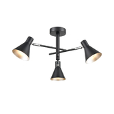 Photograph: Franklite Scoop Matt Black Decorative 3 Light Semi-Flush Adjustable Spotlight Ceiling Light Complete With Silver Interiors