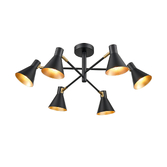 Photograph: Franklite Scoop Matt Black Decorative 6 Light Semi-Flush Adjustable Spotlight Ceiling Light Complete With Gold Interiors