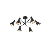 Photograph: Franklite Scoop Matt Black Decorative 6 Light Semi-Flush Adjustable Spotlight Ceiling Light Complete With Silver Interiors