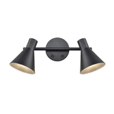 Photograph: Franklite Scoop Matt Black Decorative Double Spotlight Complete With Silver Interiors - Switched