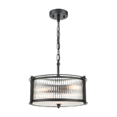 Photograph: Franklite Sloane Matt Black 3 Light Ceiling Light Complete With Glass Rods - 350mm