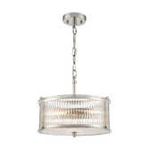 Photograph: Franklite Sloane Polished Nickel 3 Light Ceiling Light Complete With Glass Rods - 350mm