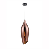 Photograph: Franklite Taper Large Copper Glass Single Pendantt Complete With Black Suspension