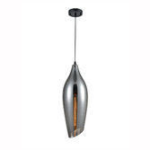 Photograph: Franklite Taper Large Smoke Glass Single Pendant Complete With Black Suspension