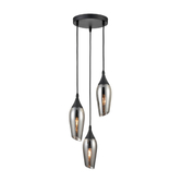 Photograph: Franklite Taper Matt Black 3 Light Custer Pendant With Smoked Glass