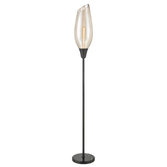 Photograph: Franklite Taper Matt Black Floor Lamp With Amber Glass