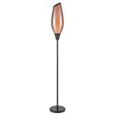 Photograph: Franklite Taper Matt Black Floor Lamp With Copper Glass
