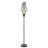 Photograph: Franklite Taper Matt Black Floor Lamp With Smoked Glass