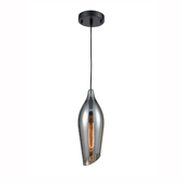 Photograph: Franklite Taper Smoke Glass Single Pendant Complete With Black Suspension