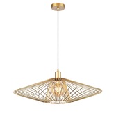 Photograph: Franklite Thatch Large Single Open Metalwork Pendant In Gold