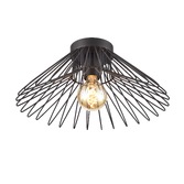 Photograph: Franklite Thatch Open Metalwork Flush Ceiling Light In Matt Black