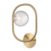 Photograph: Franklite Trapeze Single Wall Light In Aged Brass With Clear Textured Glass Shade