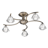 Photograph: Franklite Twista Bronze Finish Semi-Flush 3 Light Complete With Clear/Frosted Glasses