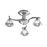 Photograph: Franklite Twista Polished Chrome Semi-Flush 3 Light Complete With Clear Glasses