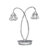 Photograph: Franklite Twista Polished Chrome Twin Table Lamp Complete With Clear Glasses