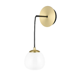 Photograph: Franklite Vermeer Matt Black/Gold 1 Light Pendant/Wall Light Complete With Opal Glass