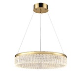 Photograph: Franklite Victoria Small Round Led Pendant In Gold With Detailed Crystal Glasses - 3000K